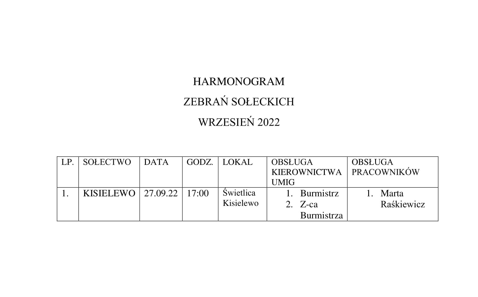 HARMONOGRAM WRZESIEŃ 2022 F 1