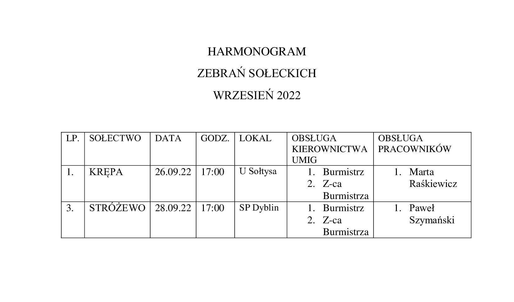 HARMONOGRAM WRZESIEŃ 2022 E