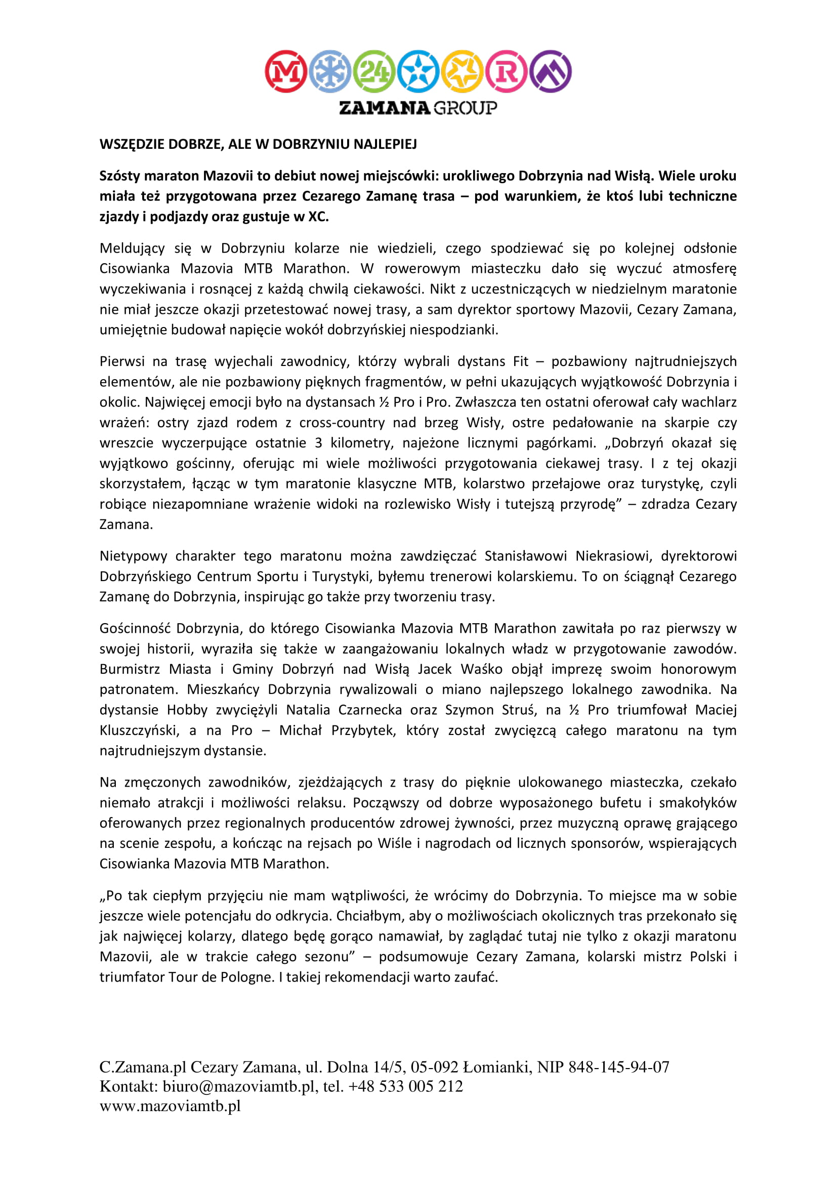 Wszedzie dobrze Mazovia MTB Marathon w Dobrzyniu relacja lokalna 1 1